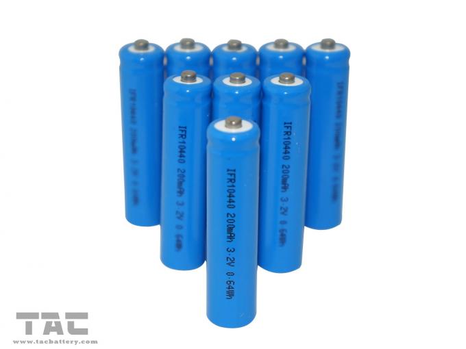 Baterai Lithium ion 3,2V LiFePO4 Baterai AAA / IFR10440 200mAh Untuk Produk Solar